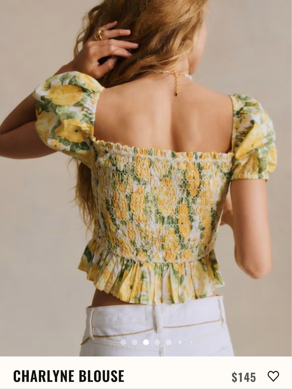 Sezane Charlyne Blouse Andriane Yellow Print - Size 6 NWT - Picture 4 of 7